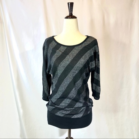 Rock & Republic sheer metallic striped tunic XS - Picture 1 of 6